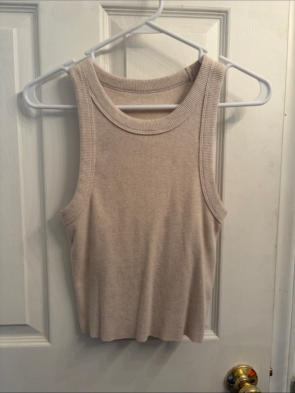 Aerie Sleeveless Rib Knit Cropped Tank Top - Cream